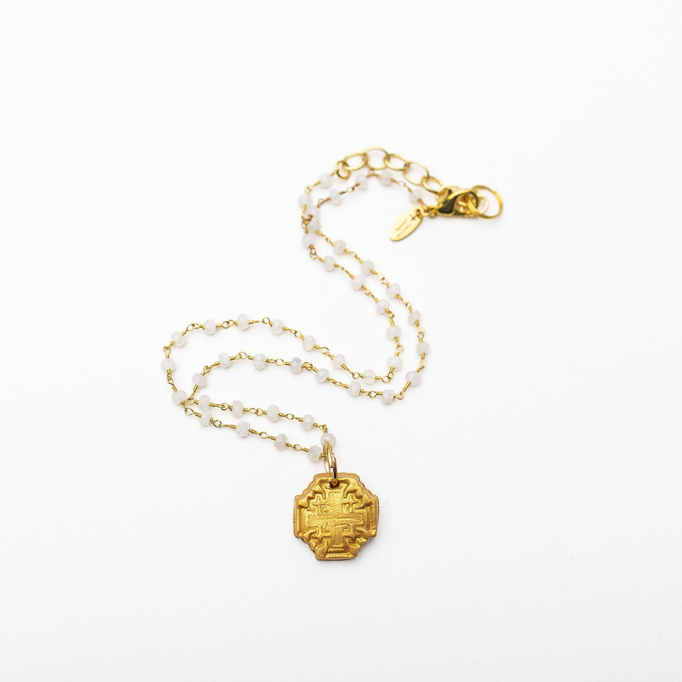 Tiny Clear Quartz with Jerusalem Cross