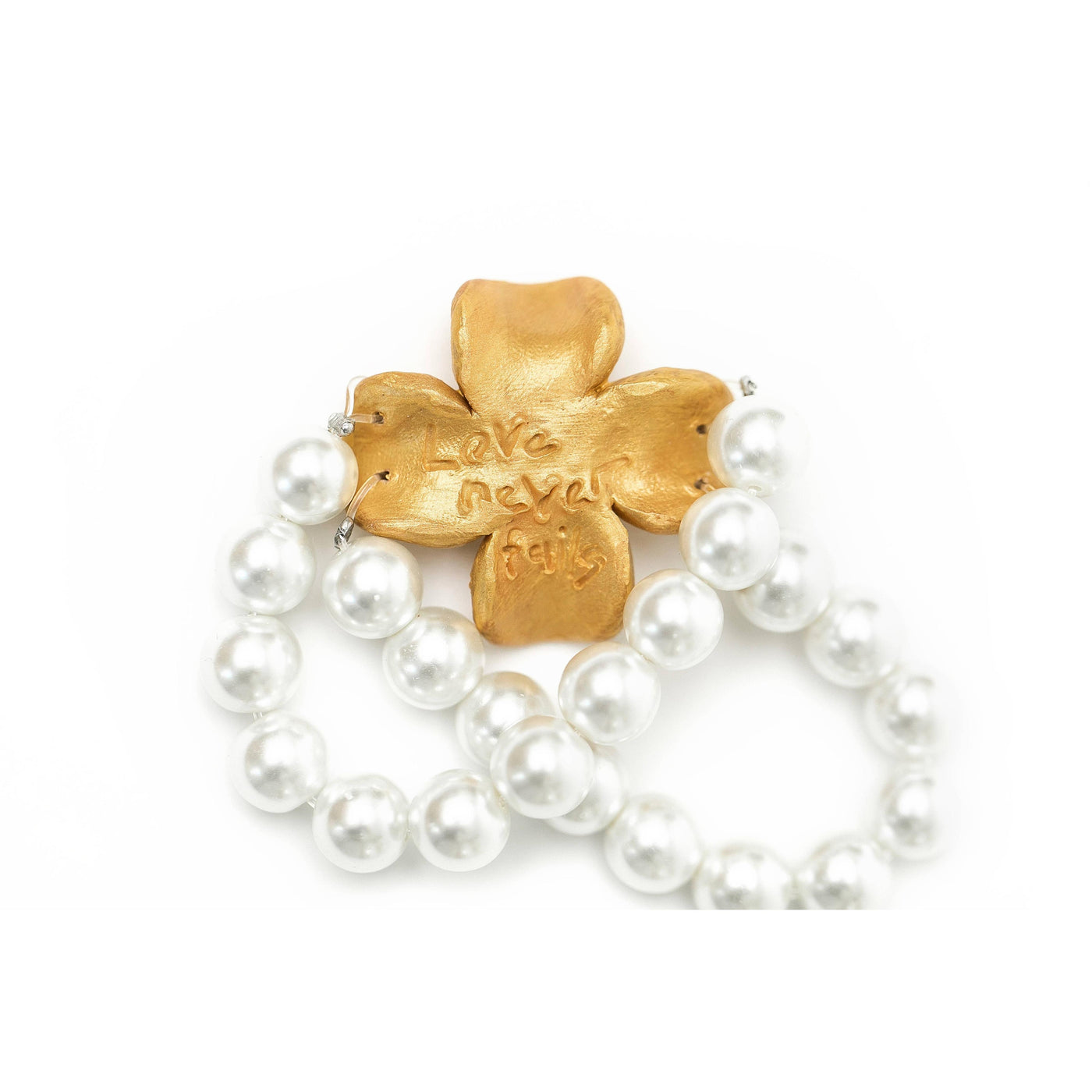 Pearl Double Strand with Dogwood Flower Bracelet