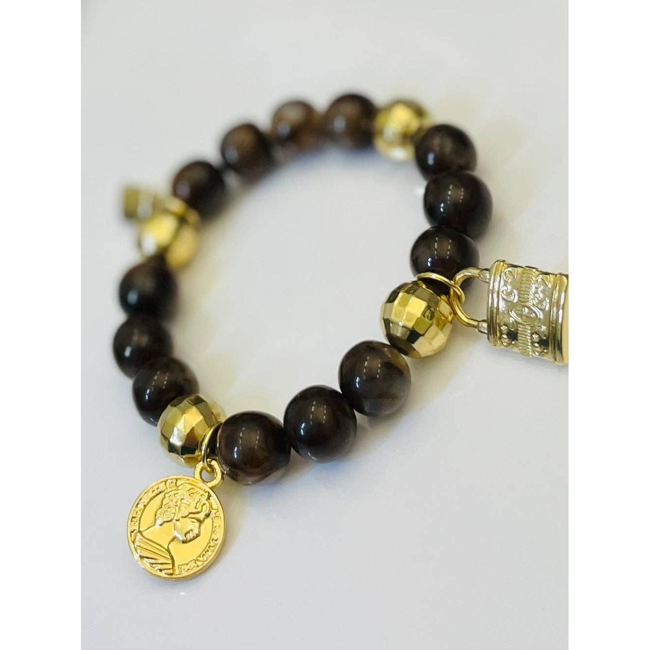 242 South Beaded Bracelet- Brown Marble