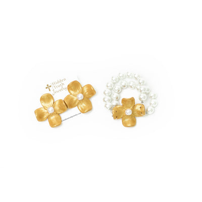 Pearl Double Strand with Dogwood Flower Bracelet