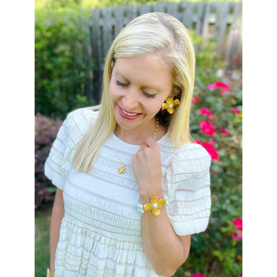 Pearl Double Strand with Dogwood Flower Bracelet