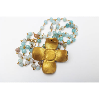 Amazonite Chain with Dogwood Blossom