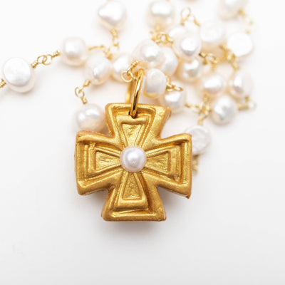 Fresh Water Pearl Chain with Anna Pearl Cross