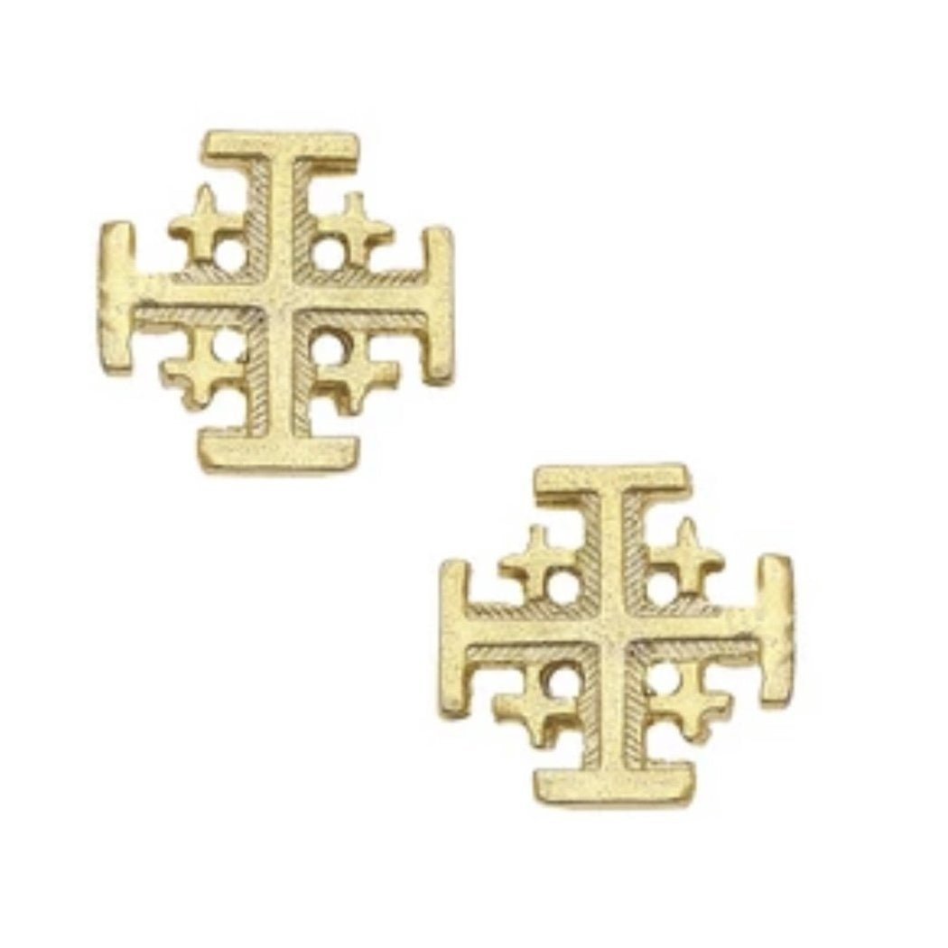 Susan Shaw Gold Multi Cross Stud Earring - Gold