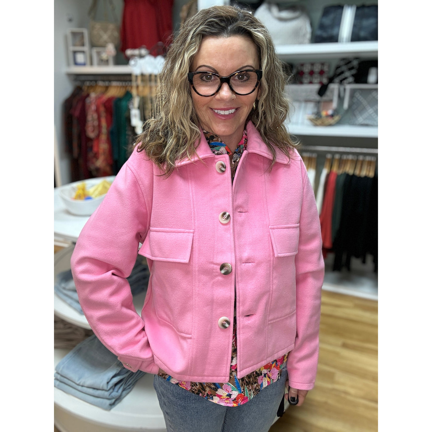 Button Up Jacket - Pink