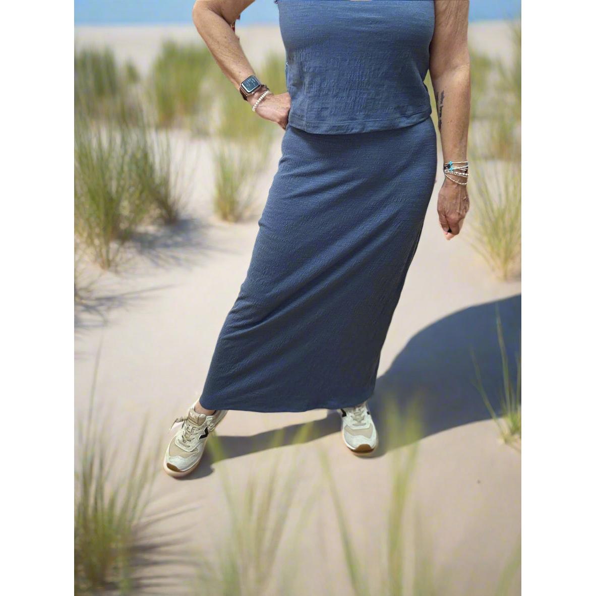 Z Supply Delavine Textured Midi Skirt - Worn Blue