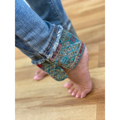 Alexandra Skinny Crop Jean With Embroidery & Sequins