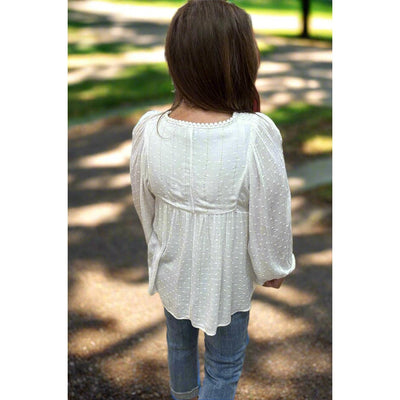 Smocked Front Tie Top - Soft White