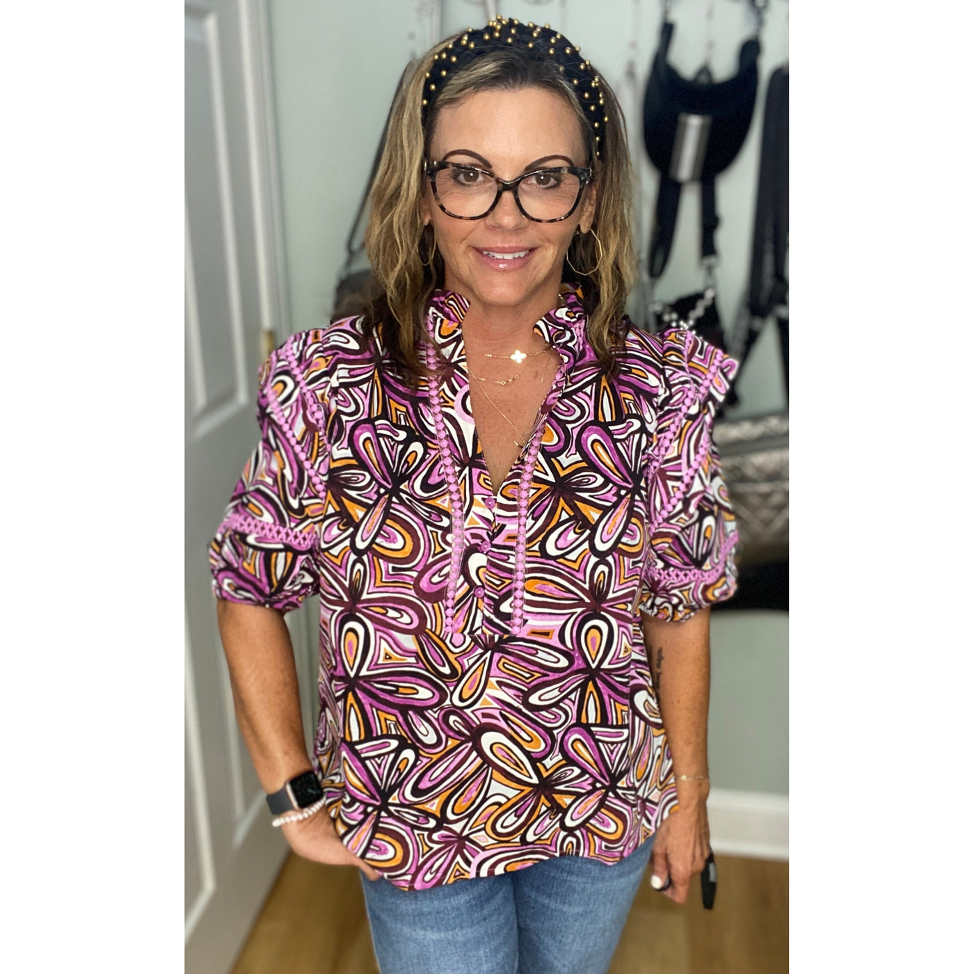 Joy Joy Landon Top - Purple Floral