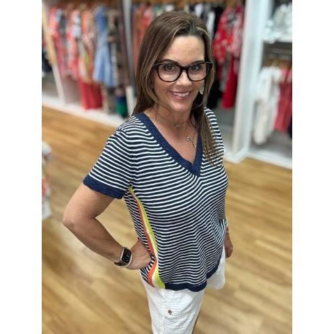 Hatley V-Neck Knit Tee - Patriot Stripes