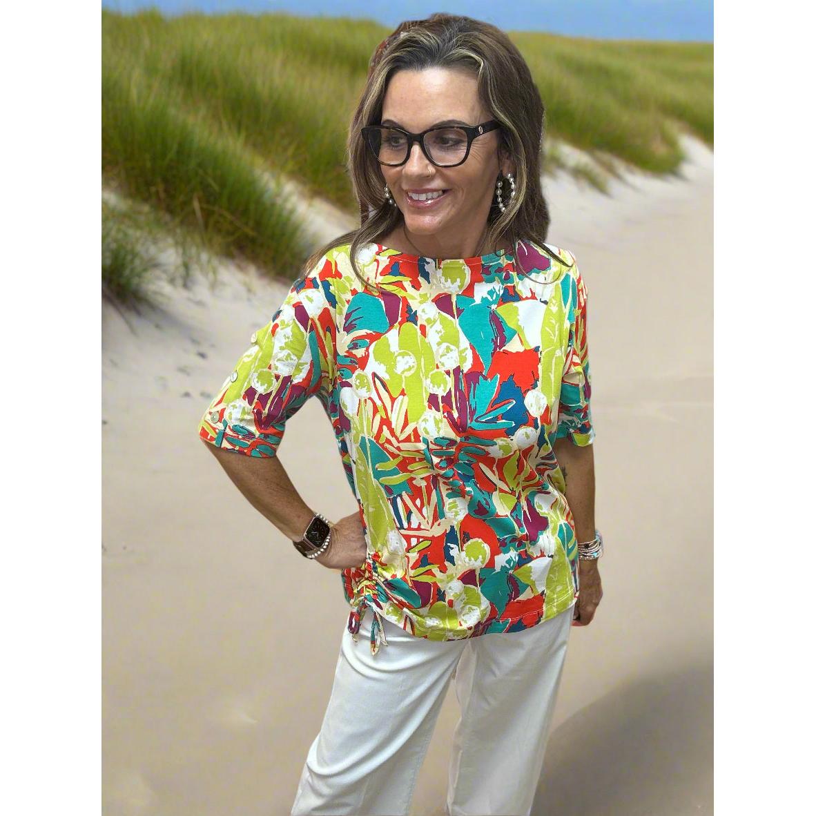 Ala Carte Floral Side Tie Knit Top