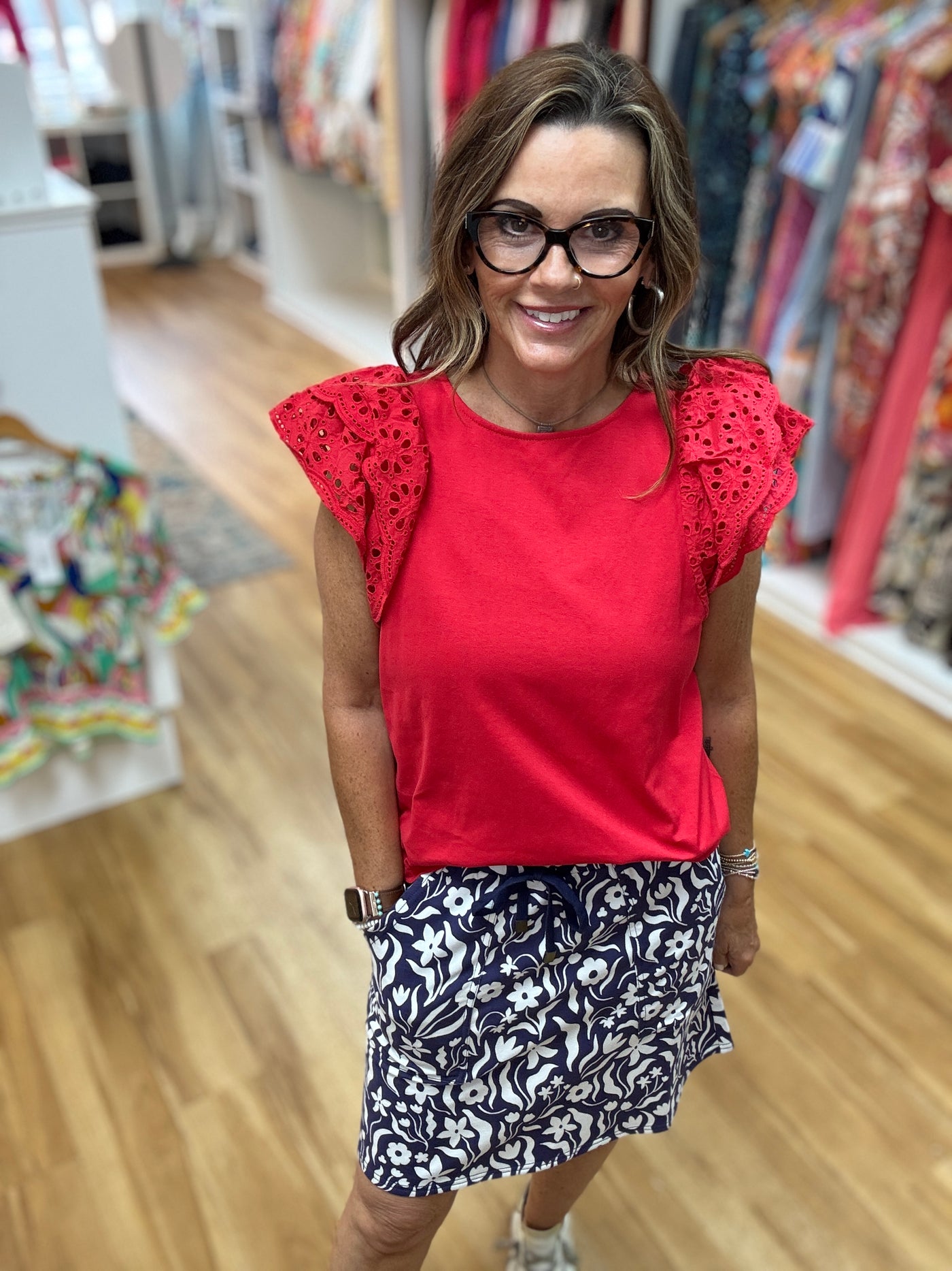 Scarlet Eyelet Lace Top