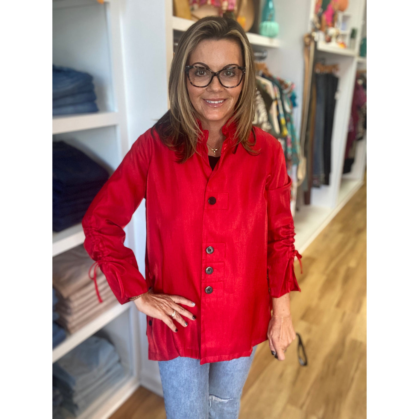 Candice Ruched Sleeve Jacket