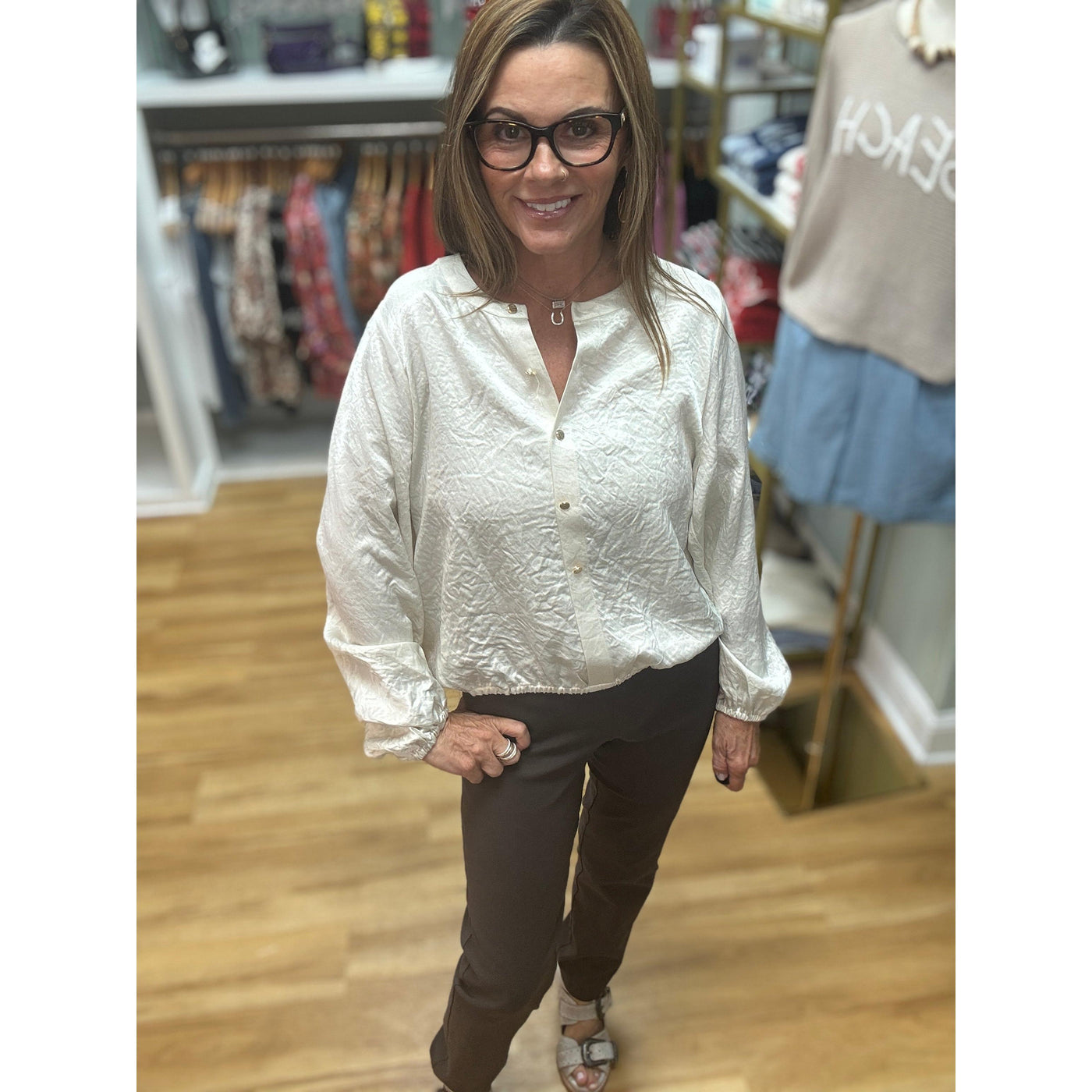 Esqualo Blouse with Ballon Sleeves