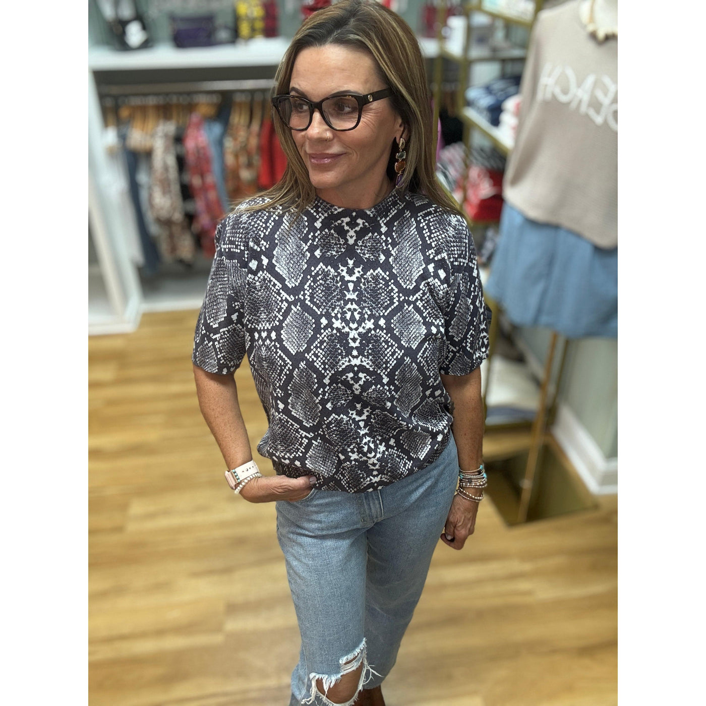 Esqualo Snake Print Sweater