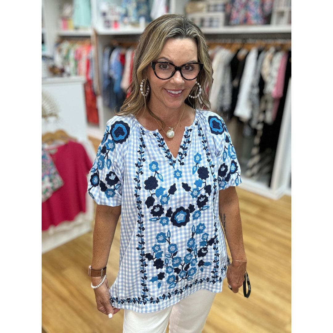 Logan Peasant Top With Embroidery – Sandy Toes Boutique, image size:1080x1080