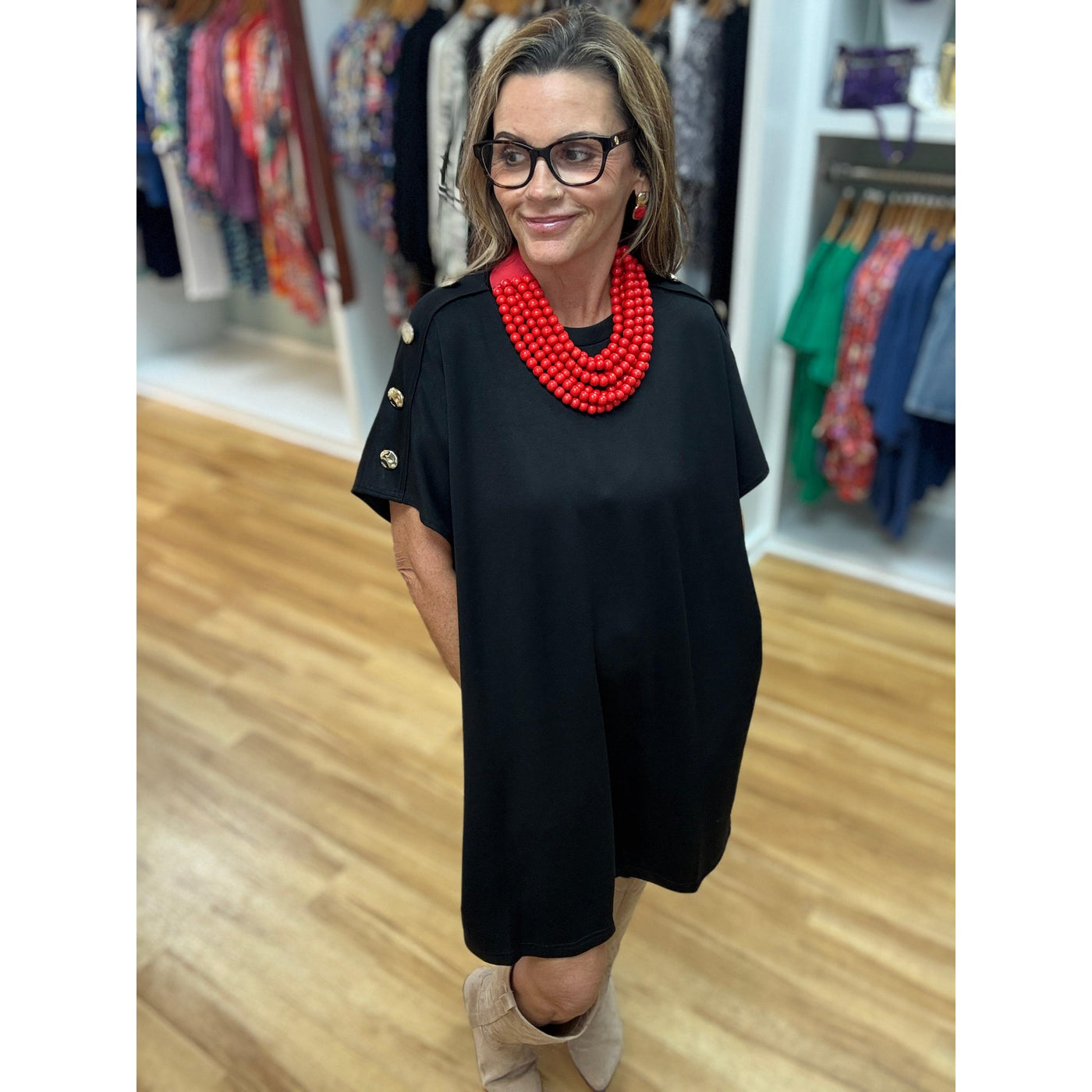 Shoulder Chic Dress - Black