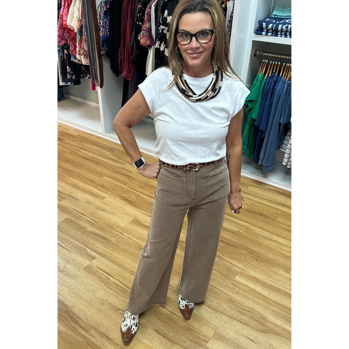 Modern Edge Ankle Pants - Brown