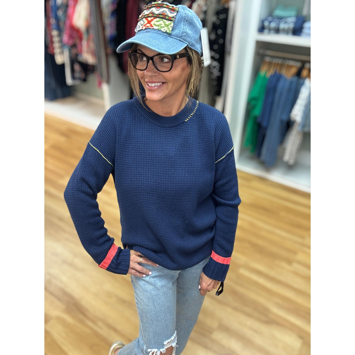 Hatley Waffle Knit Sweater - Navy