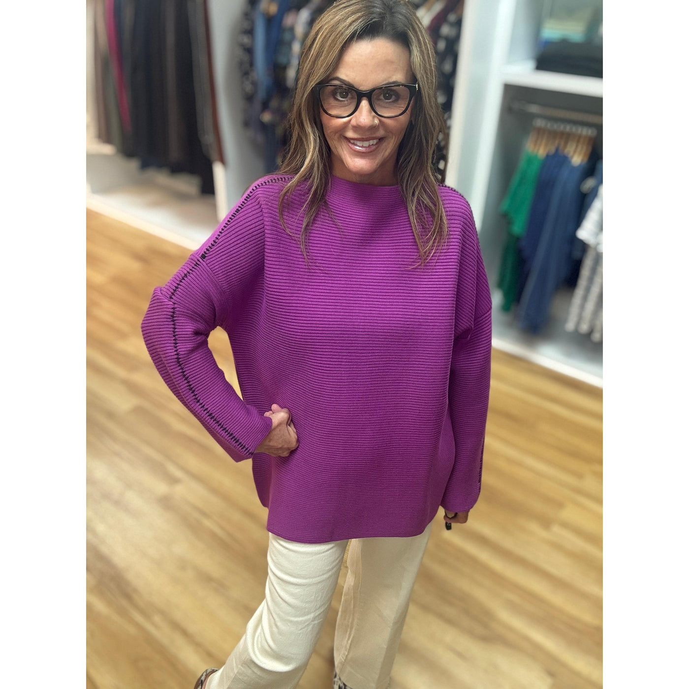 Ala Carte Boatneck Sweater - Plum