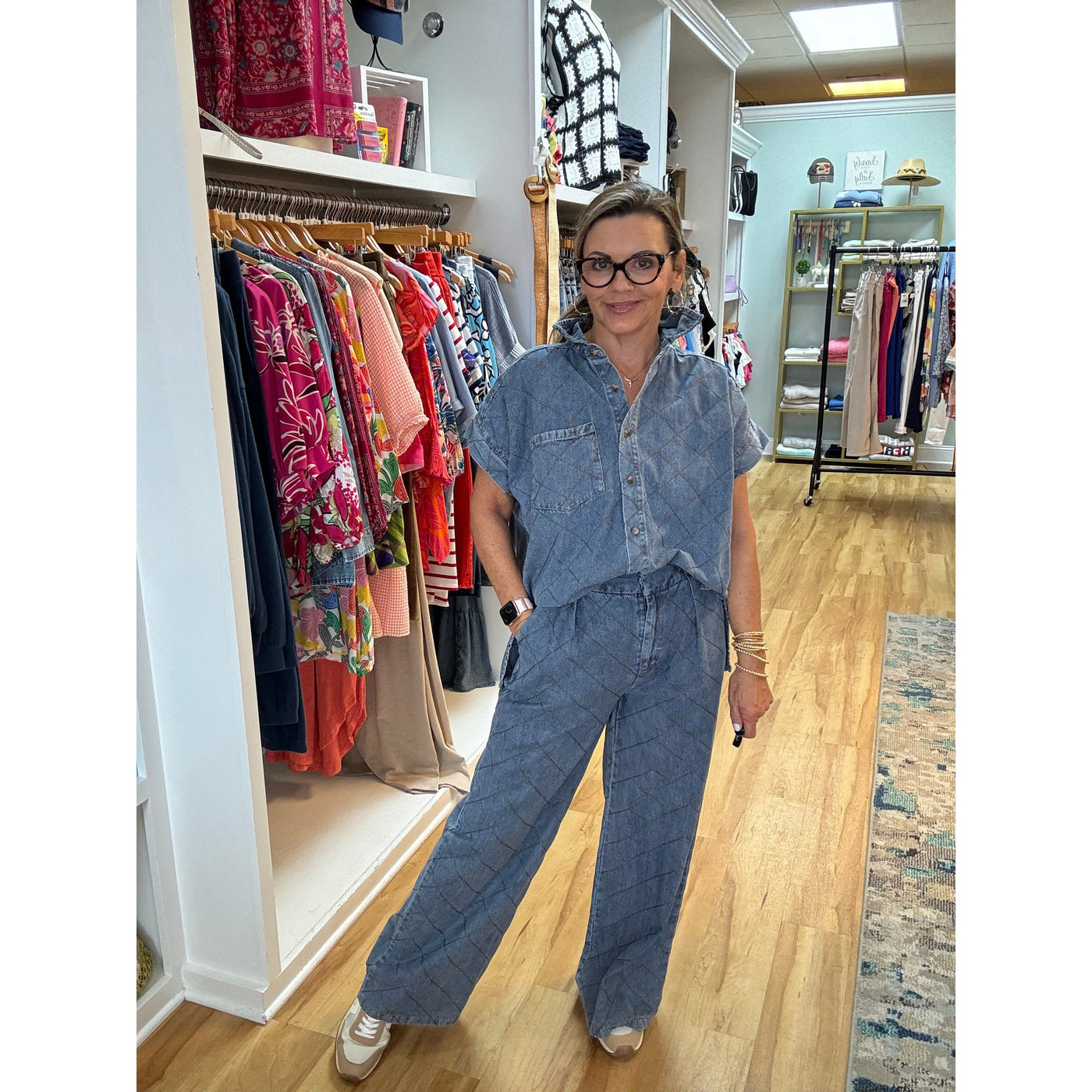 Denim Hi Rise Wide Leg Pants