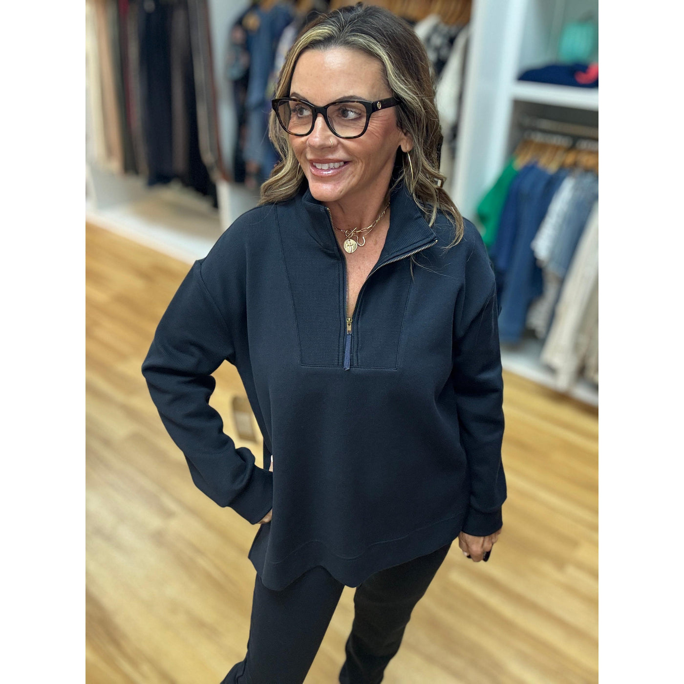 Tru Luxe Half Zip Pullover - Navy