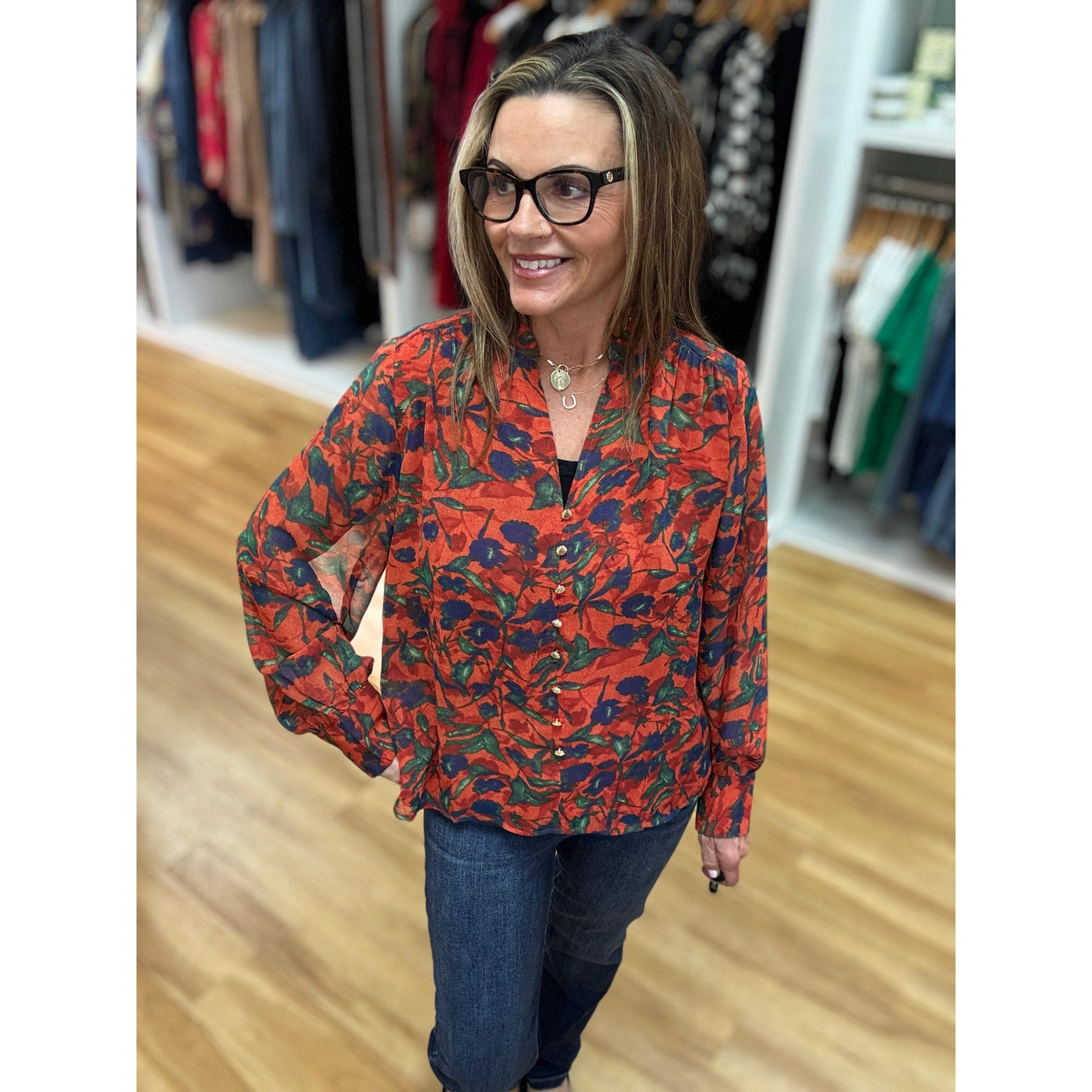 Joy Joy Front Split Buttons Top