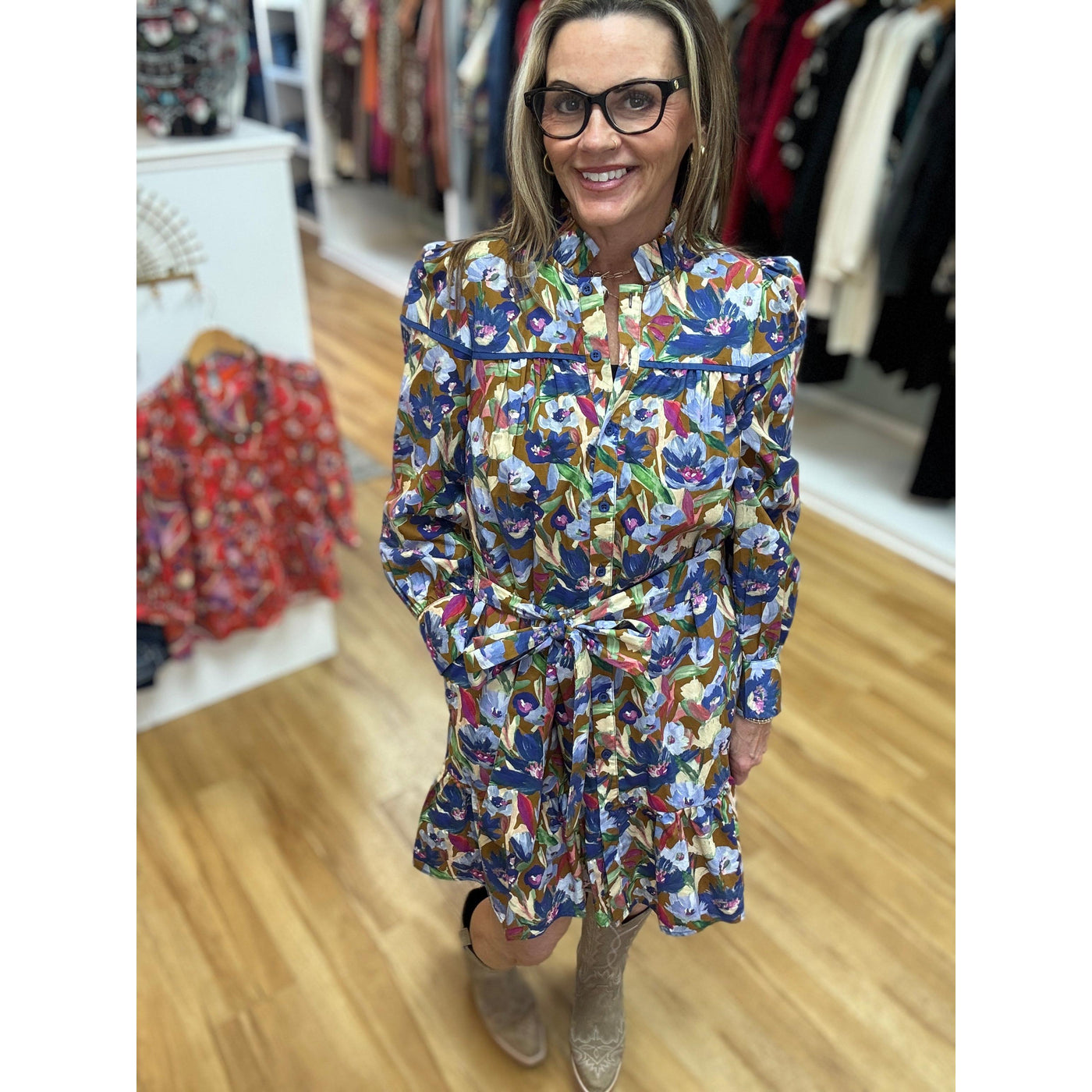 Joy Joy Buttons Flounced Dress