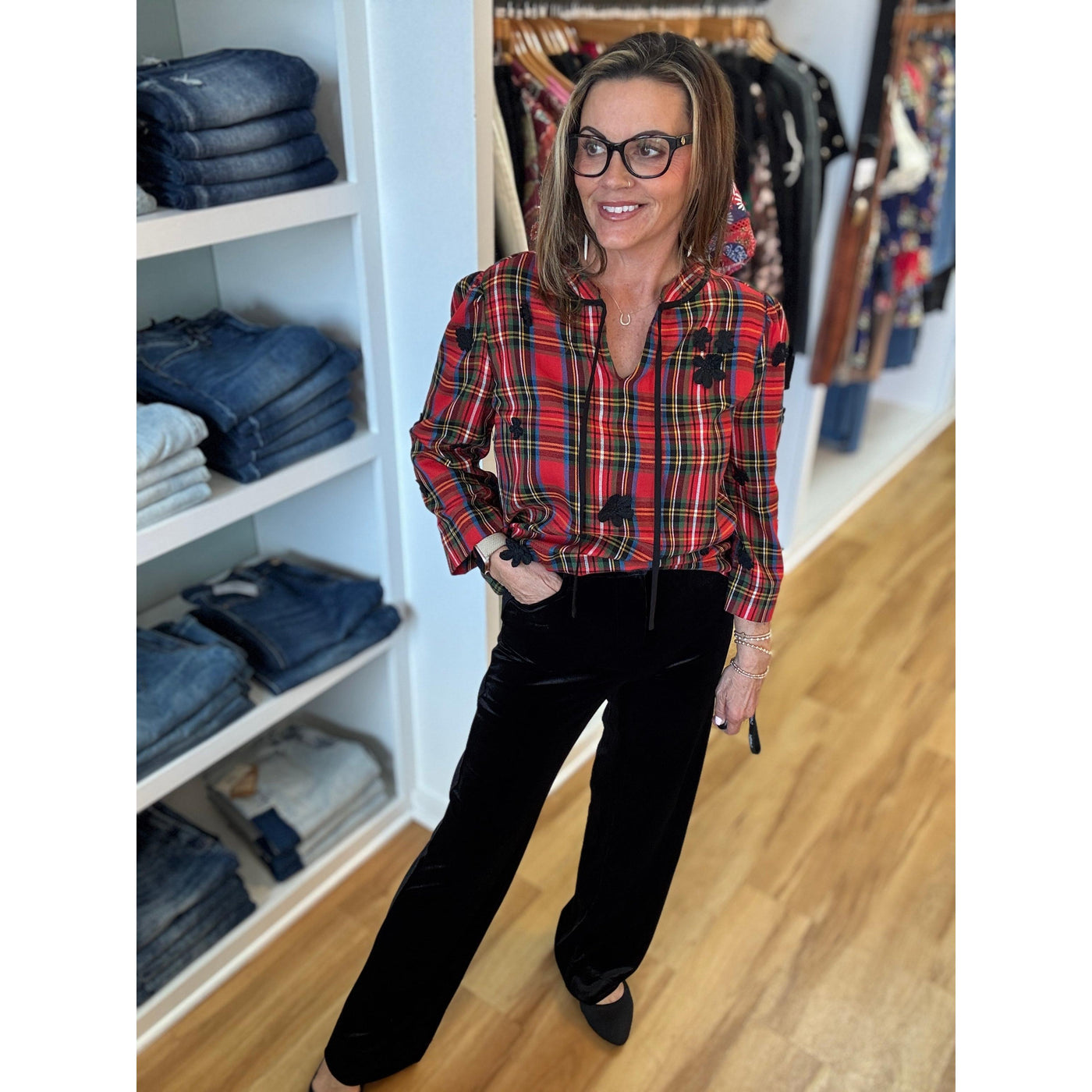 Tru Luxe Velvet Pants - Black