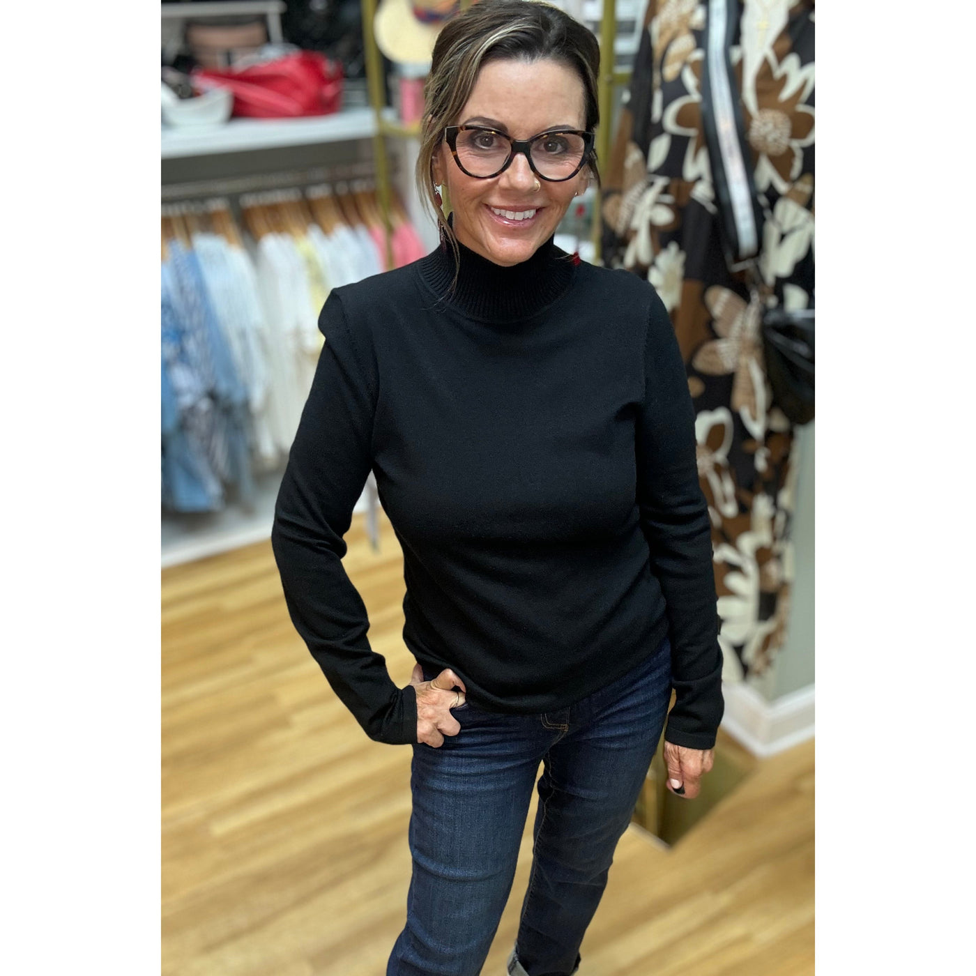 Ala Carte Ribbed Mock Neck - Black
