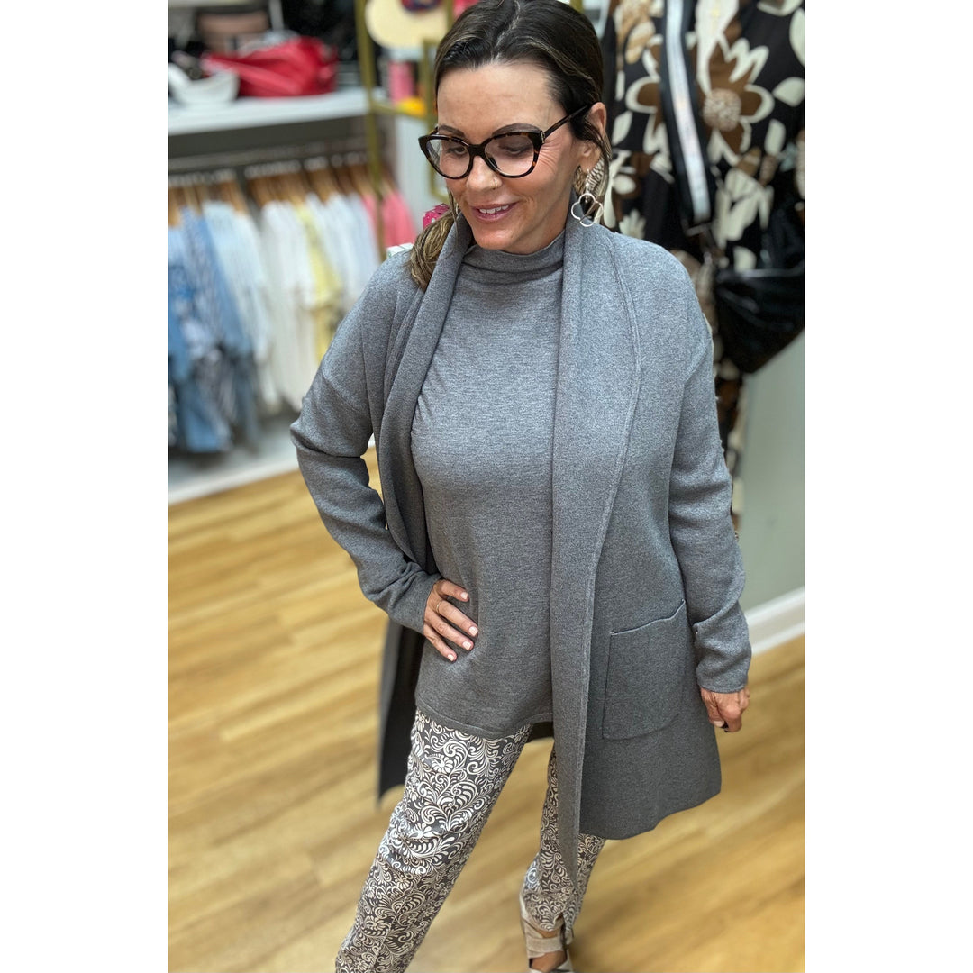 Ala Carte Open Front Sweater Coat Heather Grey