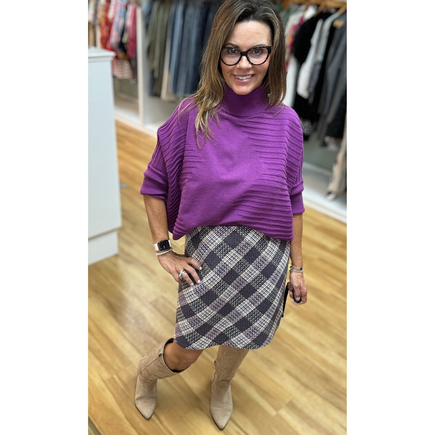 Jade Plaid Skort - Lilac