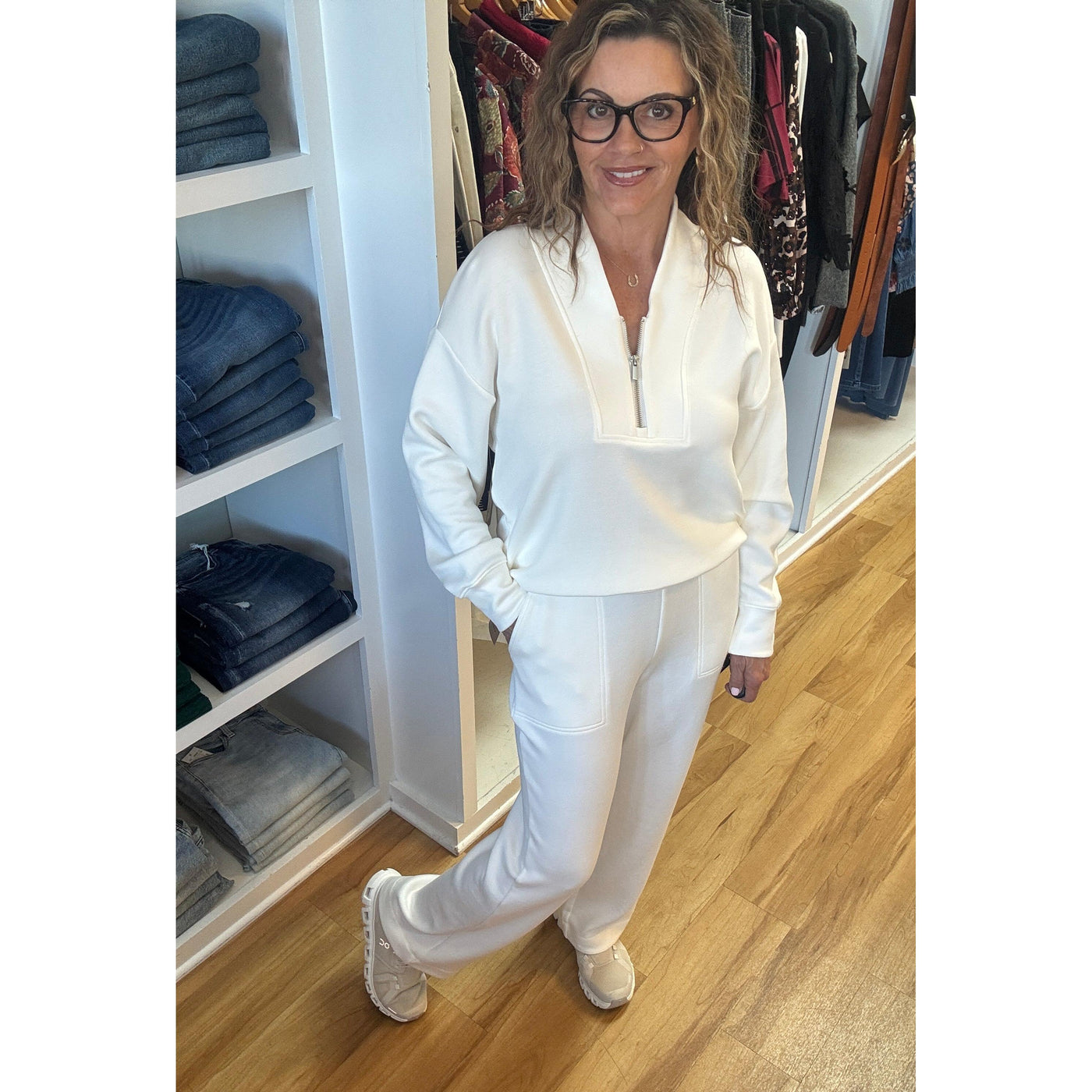 Tru Luxe Wide Leg Knit Pant - Off White