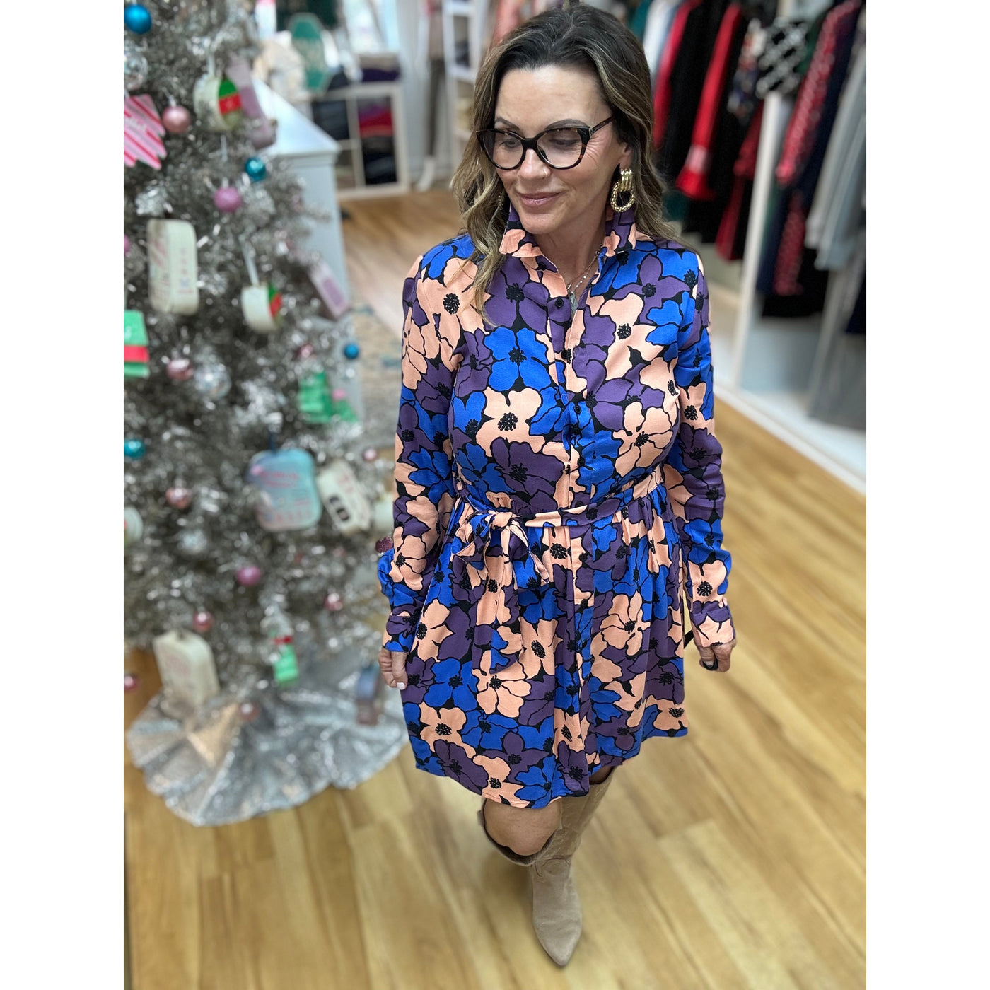 Alex Dress - Purple/Blue Floral