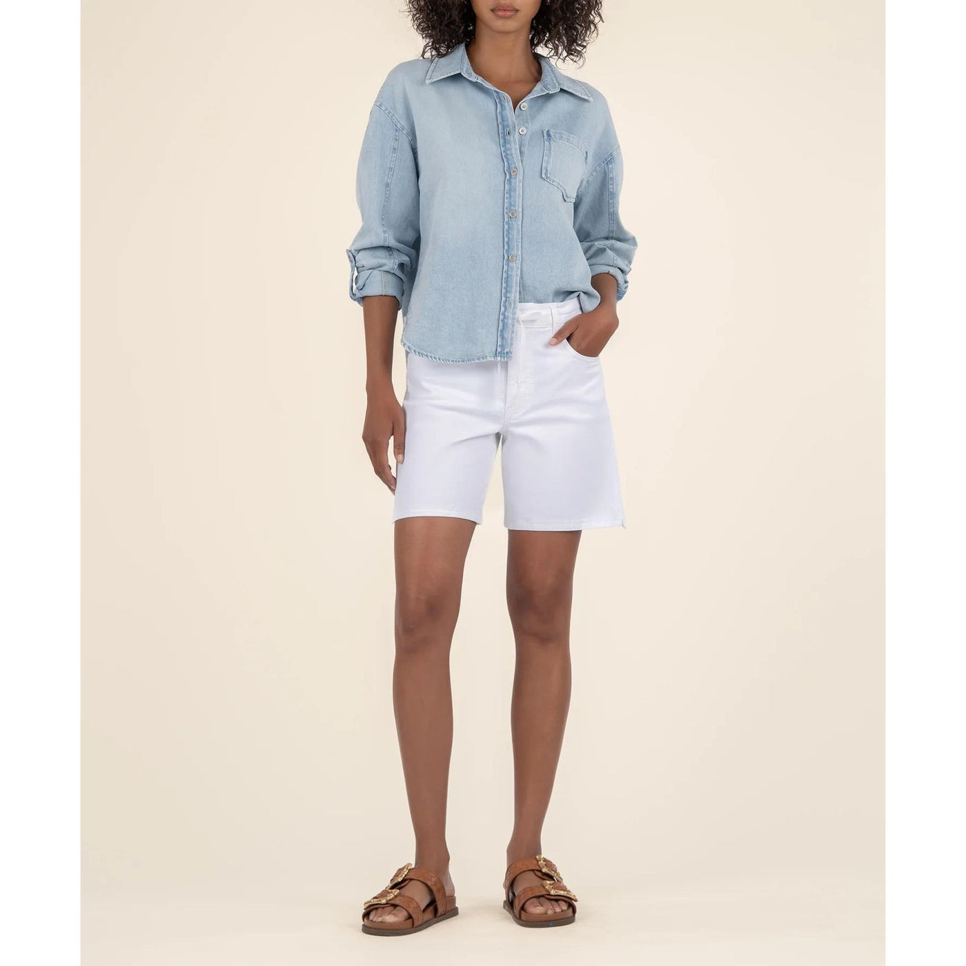 Kut Holly High Rise Shorts - Optic White