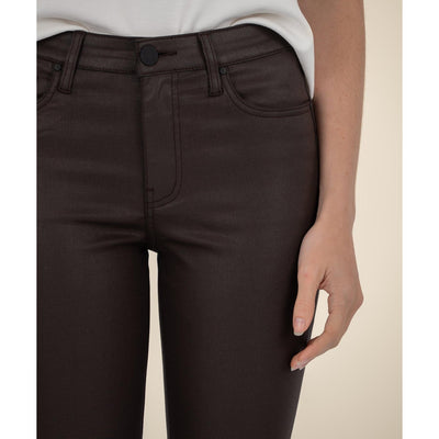 Kut Kelsey Coated Ankle Flare Jeans - Chocolate