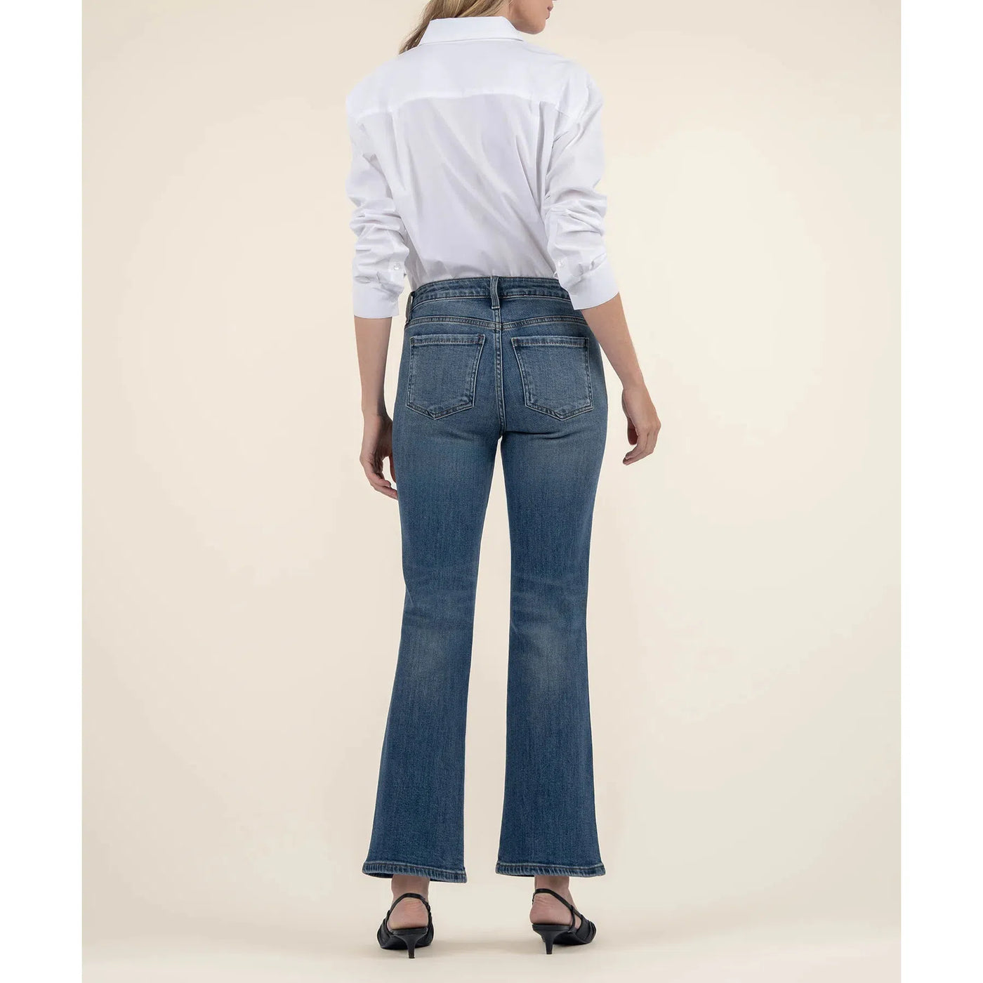 KUT Kelsey Mid Rise Ankle Flare - Effectiveness with Dark Base Wash