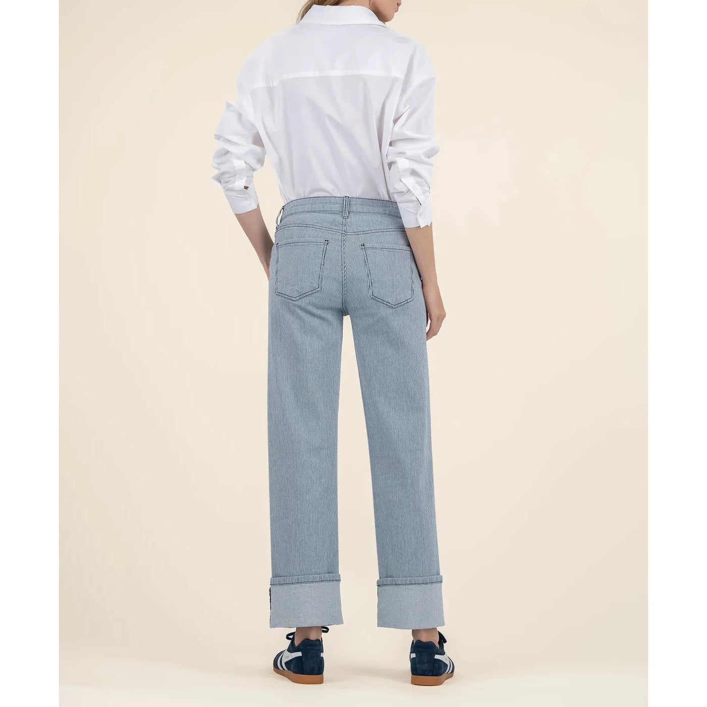Kut Fay High Rise Straight Jeans - Blue/White