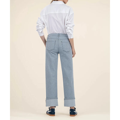 Kut Fay High Rise Straight Jeans - Blue/White
