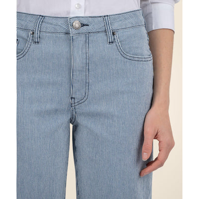 Kut Fay High Rise Straight Jeans - Blue/White