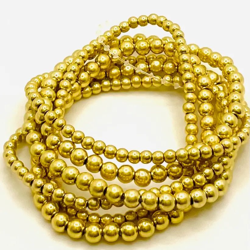 Gold 6-Row Bead Bracelet Stack