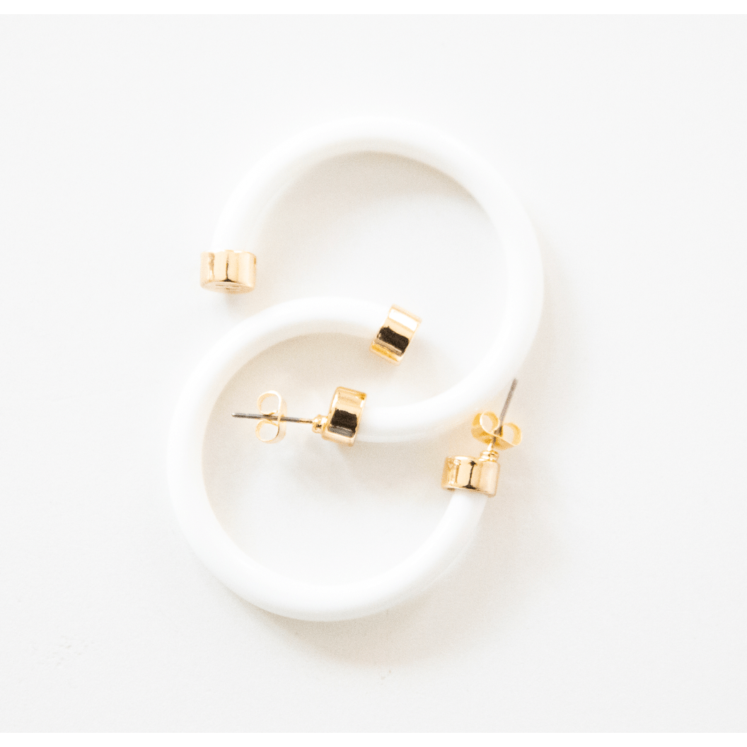 Hypo-Allergenic 1.5 Inch Hoop Earrings (Midis) - White