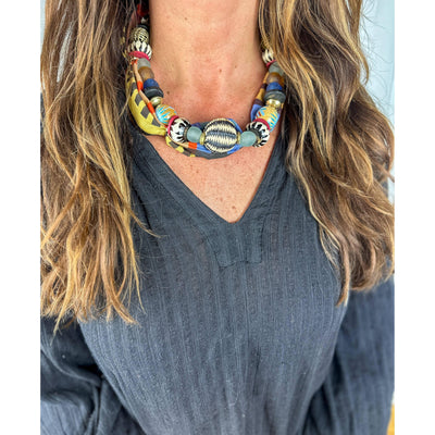 Twine & Twig Beaded Bandana Necklace | Aztec
