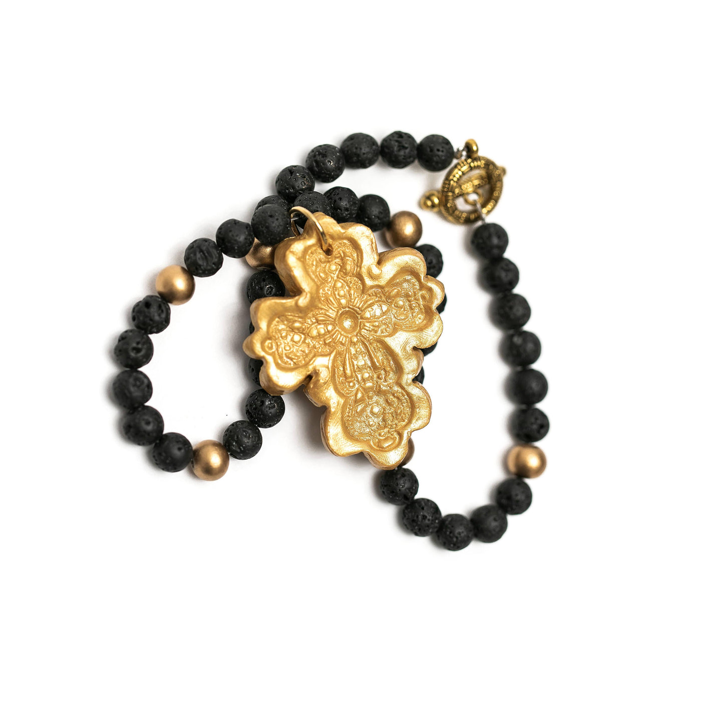 Black Lava with Cherrie Cross Necklace