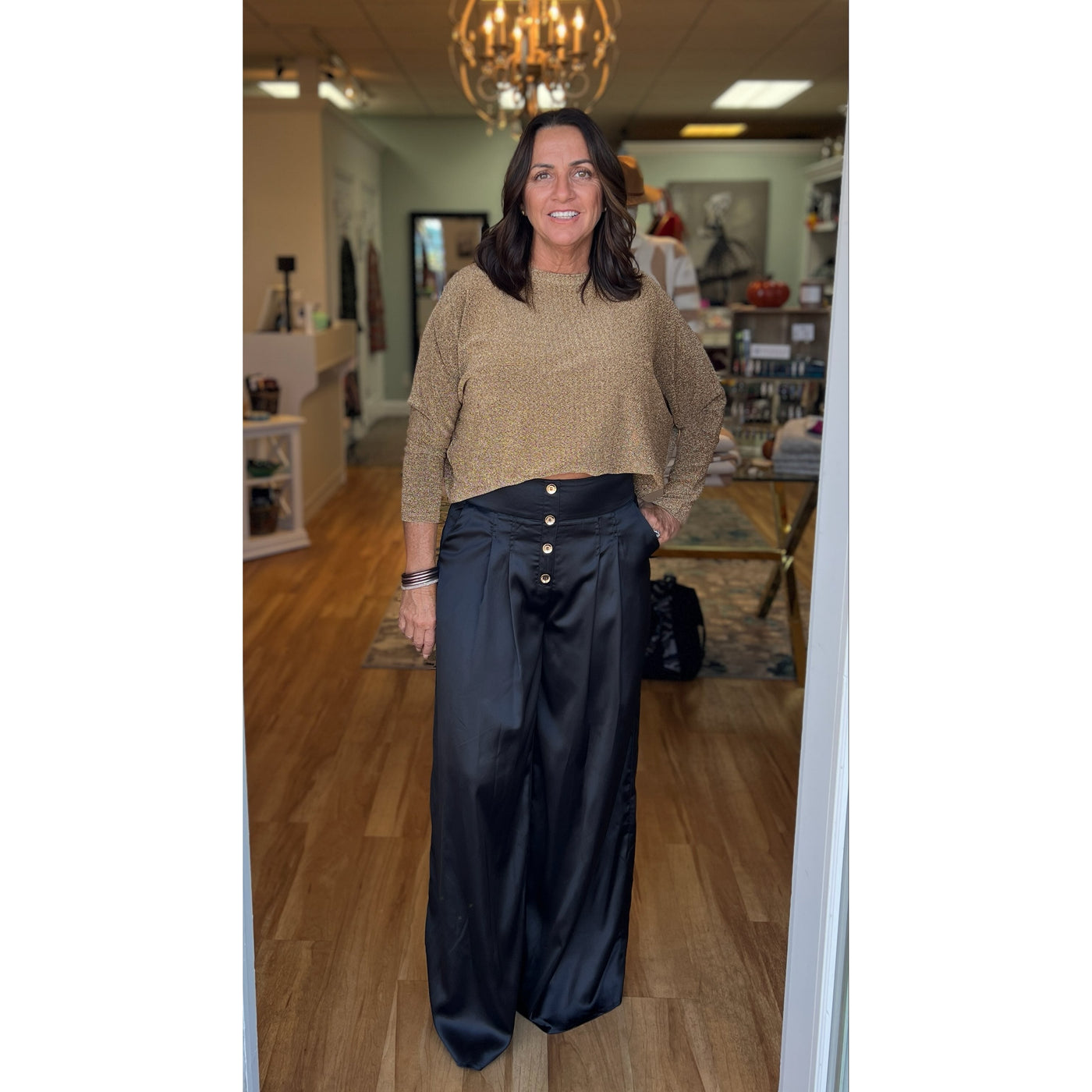 Mandy Silky Satin Wide Leg Pants