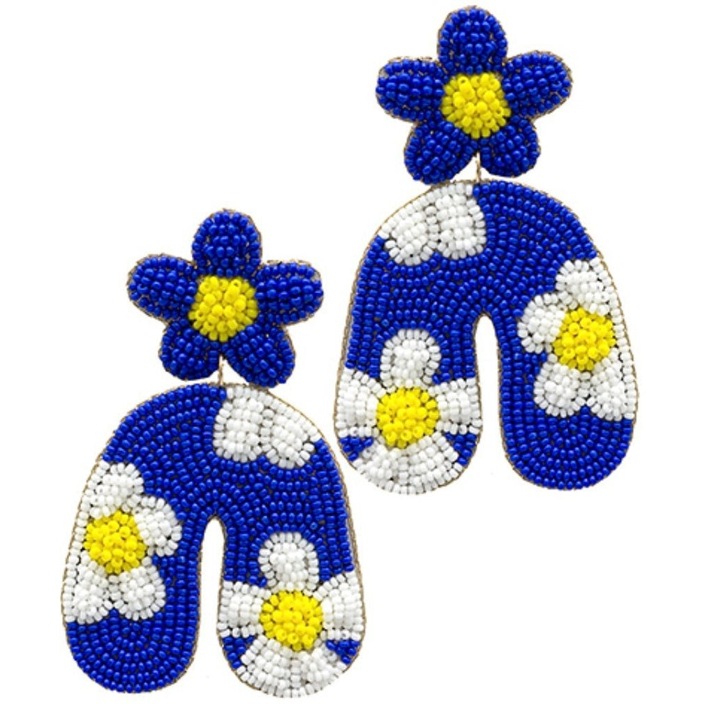 Beaded Flower Arch Earrings