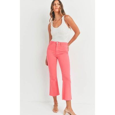 High Rise Crop Flare - Hot Pink