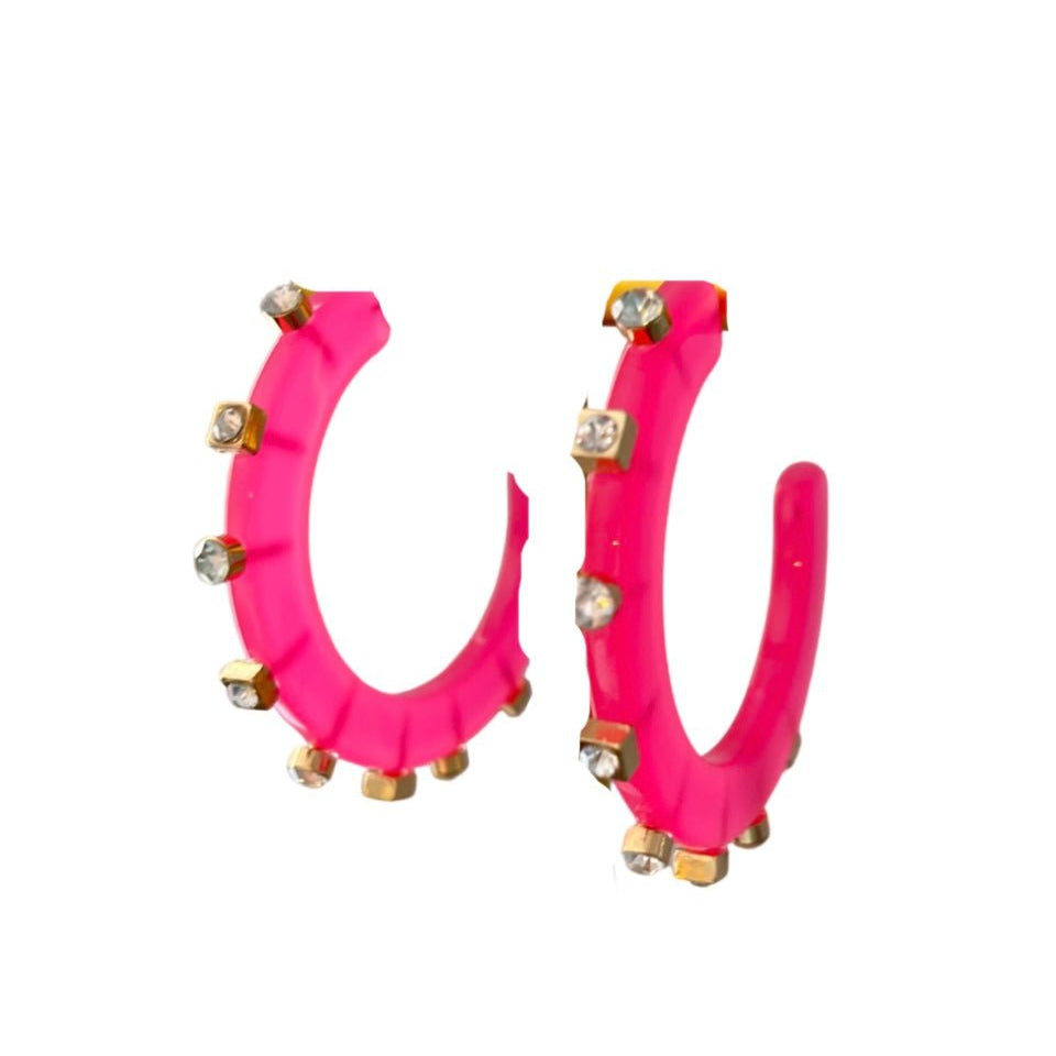 Smith & Co City Girl Jewel Hoop - Large Magenta