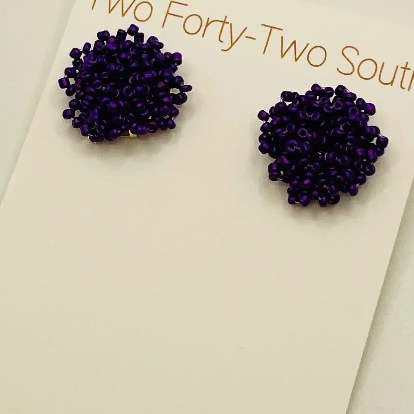 PomPom Stud Earring Purple