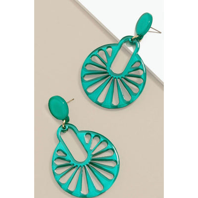 Resin Cutout Disk Earrings - Available in 6 Colors